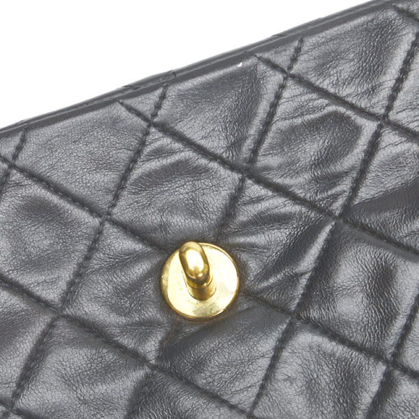 シャネル マトラッセ ダブルフラップ チェーン ショルダーバッグ ブラック ゴールド レザー レディース CHANEL 【中古】