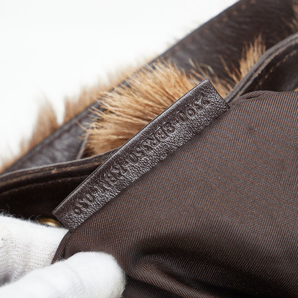 フェンディ ハンドバッグ ワンショルダーバッグ 8BR350 ブラウン ファー レザー レディース FENDI 【中古】