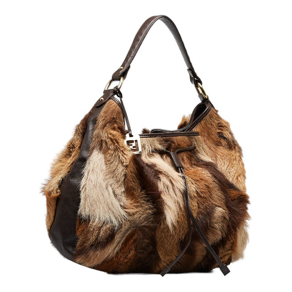 フェンディ ハンドバッグ ワンショルダーバッグ 8BR350 ブラウン ファー レザー レディース FENDI 【中古】