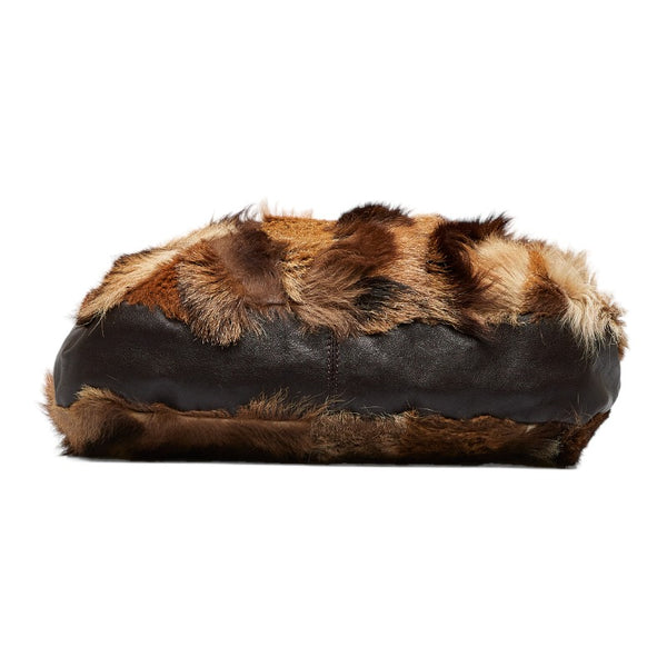 フェンディ ハンドバッグ ワンショルダーバッグ 8BR350 ブラウン ファー レザー レディース FENDI 【中古】