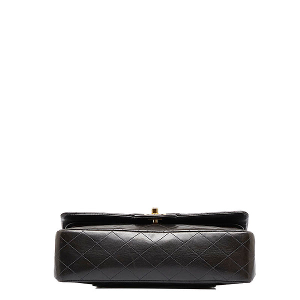 シャネル マトラッセ25 ダブルフラップ チェーン ショルダーバッグ ブラック レザー レディース CHANEL 【中古】
