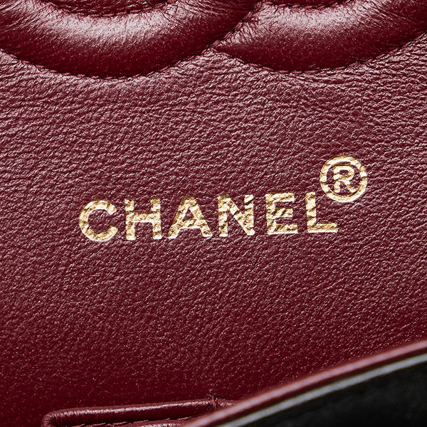 シャネル マトラッセ25 ダブルフラップ チェーン ショルダーバッグ ブラック レザー レディース CHANEL 【中古】