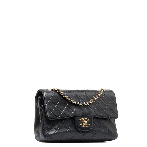 シャネル マトラッセ23 ダブルフラップ チェーン ショルダーバッグ ブラック レザー レディース CHANEL 【中古】