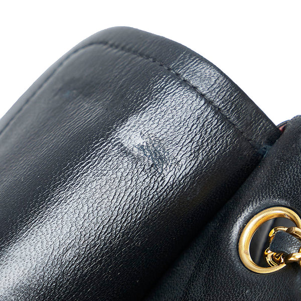 シャネル マトラッセ23 ダブルフラップ チェーン ショルダーバッグ ブラック レザー レディース CHANEL 【中古】