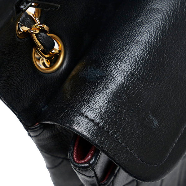 シャネル マトラッセ23 ダブルフラップ チェーン ショルダーバッグ ブラック レザー レディース CHANEL 【中古】