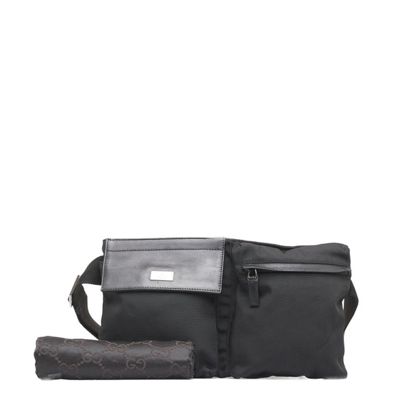 グッチ GGキャンバス ボディバッグ ウエストバッグ 28566 ブラック キャンバス レザー レディース GUCCI 【中古】