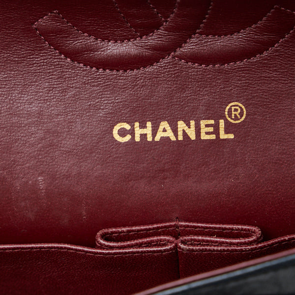 シャネル マトラッセ ダブルフラップ チェーン ショルダーバッグ ブラック ゴールド レザー レディース CHANEL 【中古】