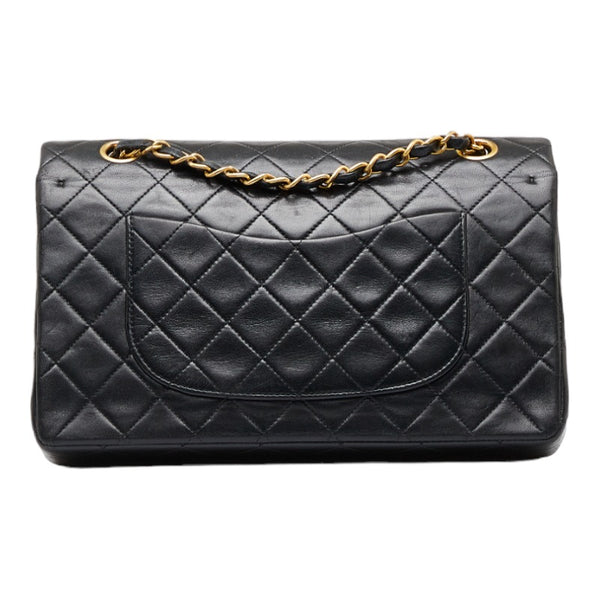 シャネル マトラッセ ダブルフラップ チェーン ショルダーバッグ ブラック ゴールド レザー レディース CHANEL 【中古】