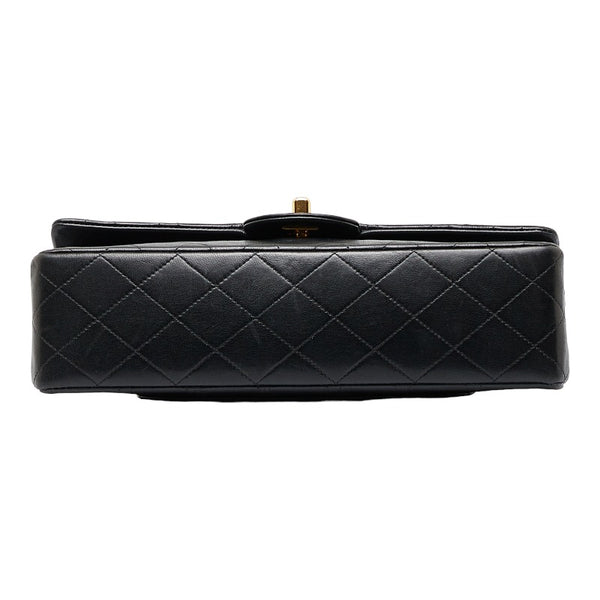 シャネル マトラッセ ダブルフラップ チェーン ショルダーバッグ ブラック ゴールド レザー レディース CHANEL 【中古】