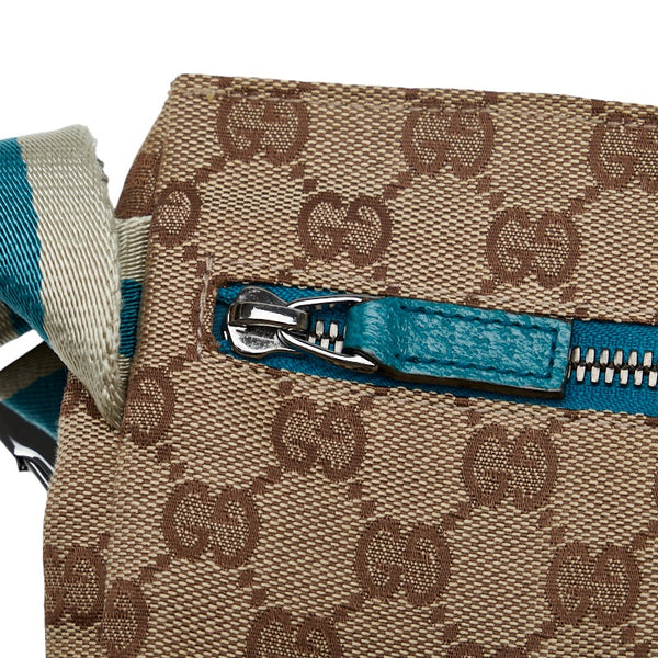 グッチ GGキャンバス ボディバッグ ウエストバッグ 28566・0959 ベージュ ターコイズブルー キャンバス レザー レディース GUCCI 【中古】