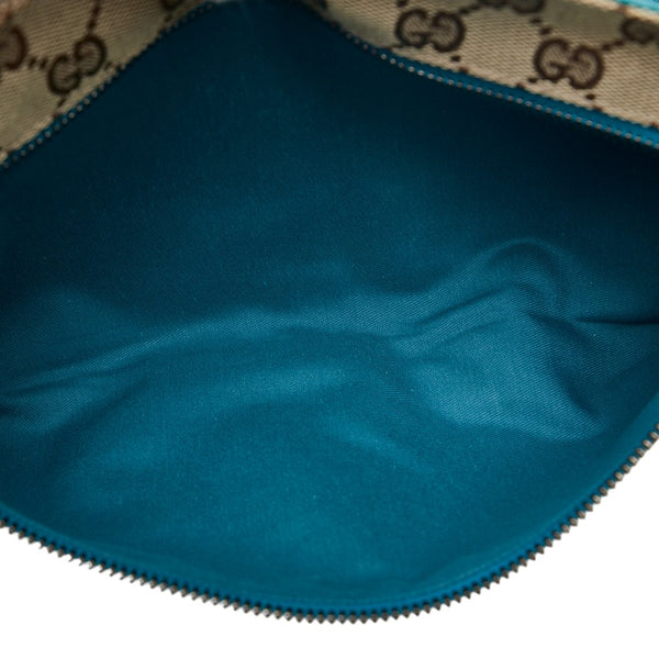 グッチ GGキャンバス ボディバッグ ウエストバッグ 28566・0959 ベージュ ターコイズブルー キャンバス レザー レディース GUCCI 【中古】