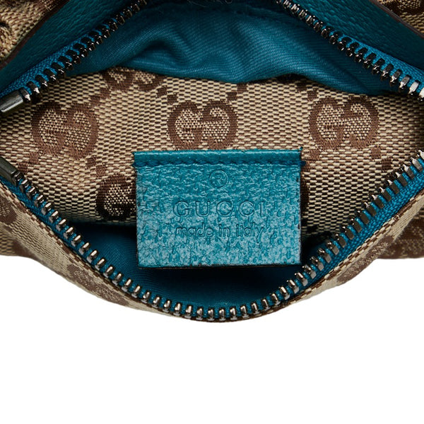 グッチ GGキャンバス ボディバッグ ウエストバッグ 28566・0959 ベージュ ターコイズブルー キャンバス レザー レディース GUCCI 【中古】