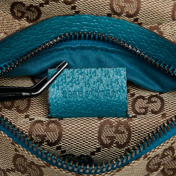 グッチ GGキャンバス ボディバッグ ウエストバッグ 28566・0959 ベージュ ターコイズブルー キャンバス レザー レディース GUCCI 【中古】