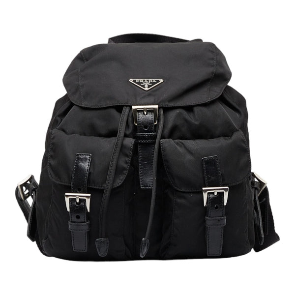 プラダ 三角ロゴプレート リュック バックパック ブラック ナイロン レザー レディース PRADA 【中古】