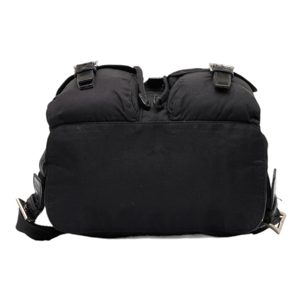 プラダ 三角ロゴプレート リュック バックパック ブラック ナイロン レザー レディース PRADA 【中古】