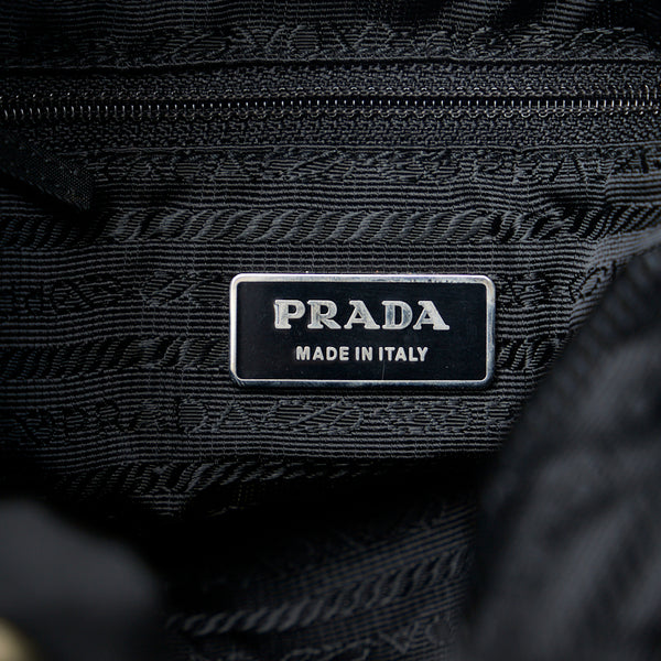 プラダ 三角ロゴプレート リュック バックパック ブラック ナイロン レザー レディース PRADA 【中古】