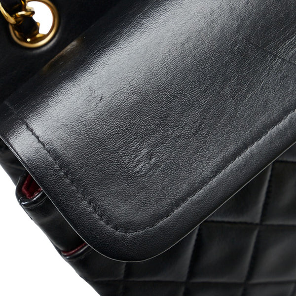 シャネル マトラッセ ダブルフラップ チェーン ショルダーバッグ ブラック ラムスキン レディース CHANEL 【中古】
