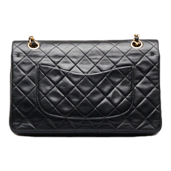 シャネル マトラッセ ダブルフラップ ゴールド金具 チェーン ショルダーバッグ  ブラック ラムスキン レディース CHANEL 【中古】