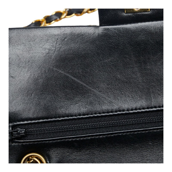 シャネル マトラッセ ダブルフラップ ゴールド金具 チェーン ショルダーバッグ  ブラック ラムスキン レディース CHANEL 【中古】