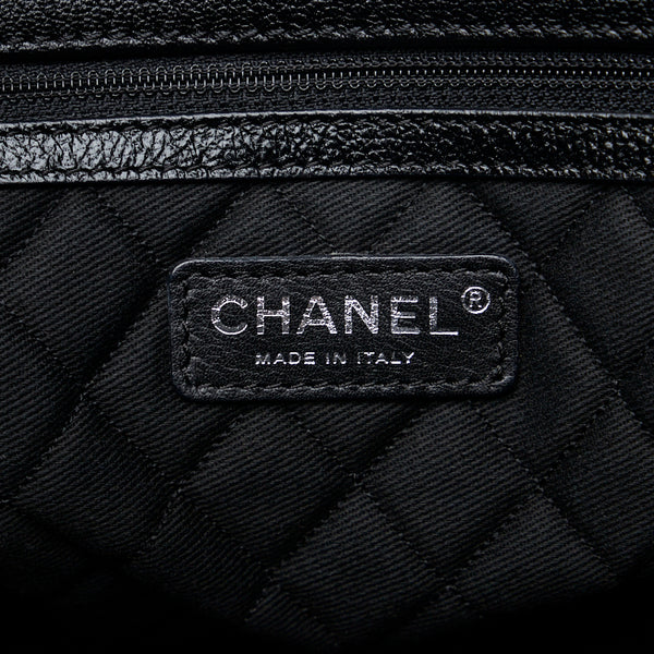 シャネル ココマーク ステッチ パンチング ハンドバッグ ショルダーバッグ  ブラック レザー レディース CHANEL 【中古】