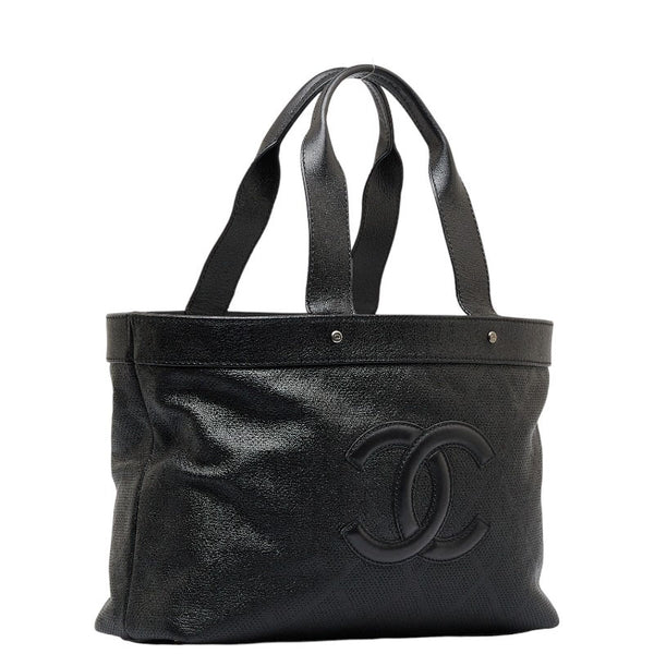 シャネル ココマーク ステッチ パンチング ハンドバッグ ショルダーバッグ  ブラック レザー レディース CHANEL 【中古】