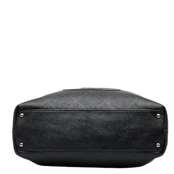 シャネル ココマーク ステッチ パンチング ハンドバッグ ショルダーバッグ  ブラック レザー レディース CHANEL 【中古】