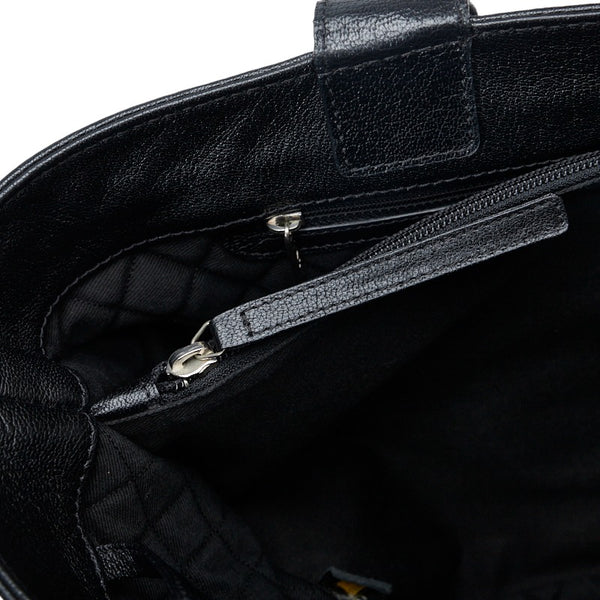 シャネル ココマーク ステッチ パンチング ハンドバッグ ショルダーバッグ  ブラック レザー レディース CHANEL 【中古】