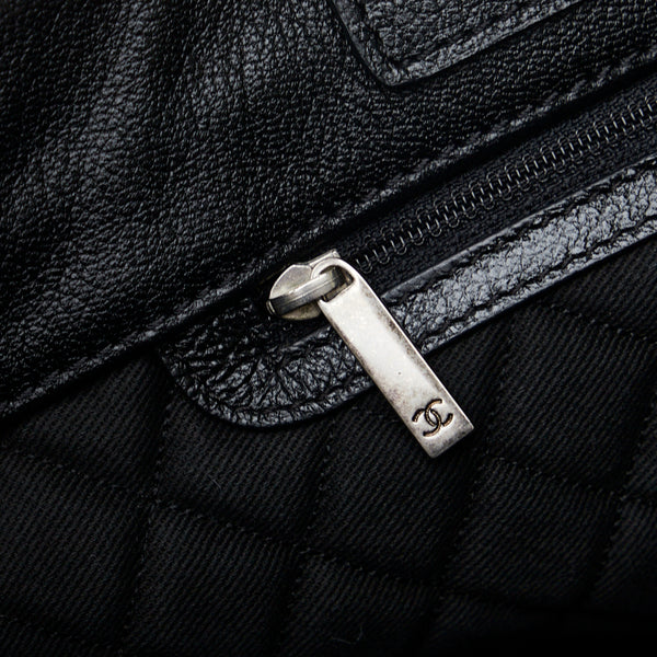 シャネル ココマーク ステッチ パンチング ハンドバッグ ショルダーバッグ  ブラック レザー レディース CHANEL 【中古】