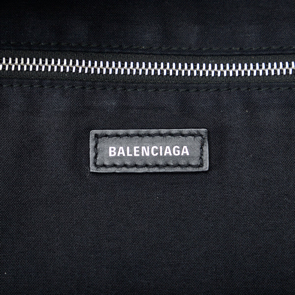 バレンシアガ ネイビー リュック バックパック 392007 ブラック キャンバス レザー メンズ BALENCIAGA 【中古】