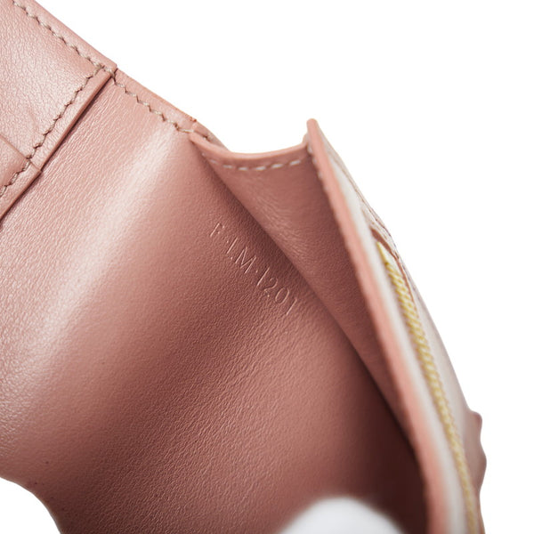 セリーヌ スモール ストラップ 二つ折り財布 10H263 アンティークローズ ワイルドベリー ピンク カーフスキン レディース CELINE 【中古】