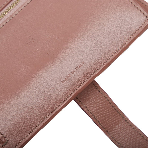 セリーヌ スモール ストラップ 二つ折り財布 10H263 アンティークローズ ワイルドベリー ピンク カーフスキン レディース CELINE 【中古】