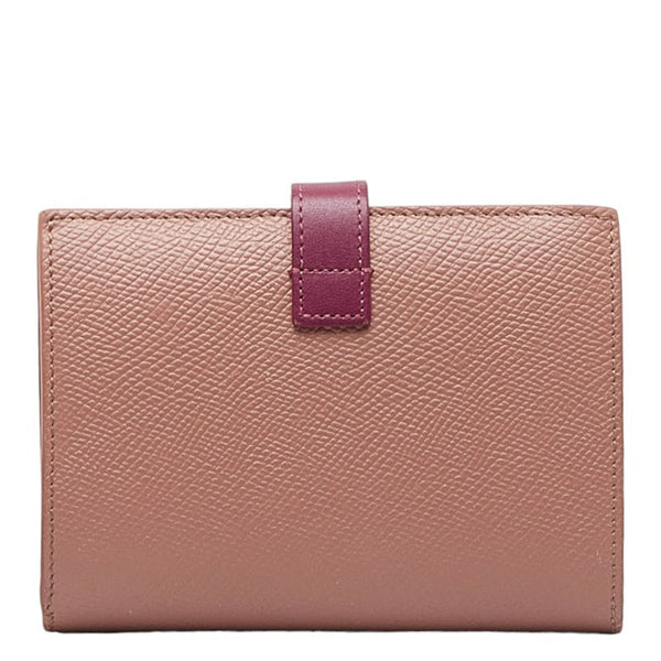 セリーヌ スモール ストラップ 二つ折り財布 10H263 アンティークローズ ワイルドベリー ピンク カーフスキン レディース CELINE 【中古】