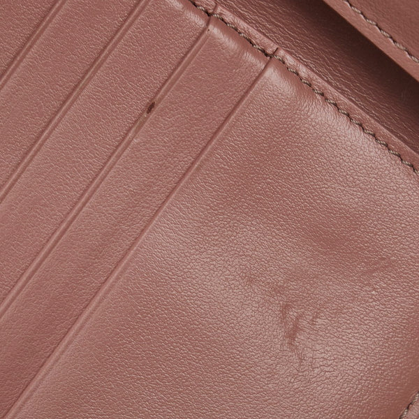 セリーヌ スモール ストラップ 二つ折り財布 10H263 アンティークローズ ワイルドベリー ピンク カーフスキン レディース CELINE 【中古】