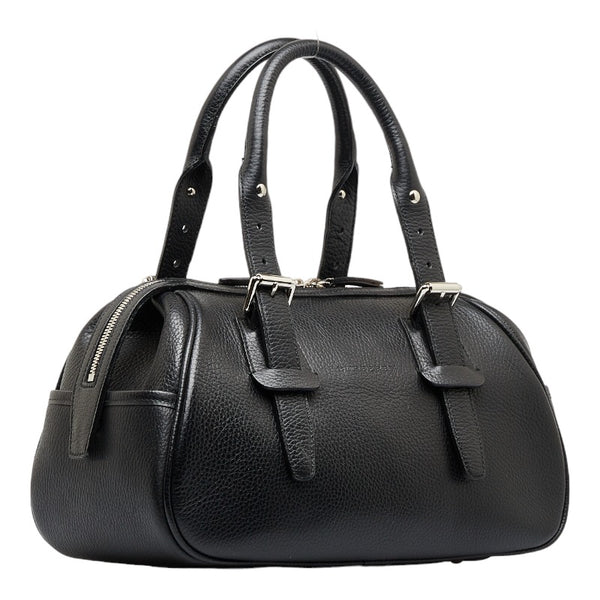 バーバリー ノバチェック ハンドバッグ ミニボストンバッグ ブラック レザー レディース BURBERRY 【中古】