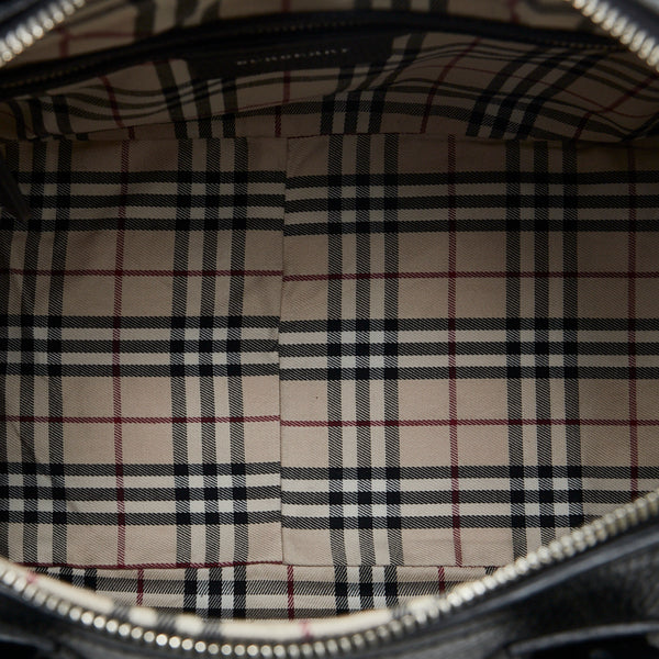 バーバリー ノバチェック ハンドバッグ ミニボストンバッグ ブラック レザー レディース BURBERRY 【中古】