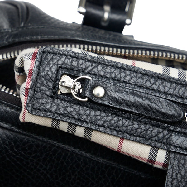 バーバリー ノバチェック ハンドバッグ ミニボストンバッグ ブラック レザー レディース BURBERRY 【中古】
