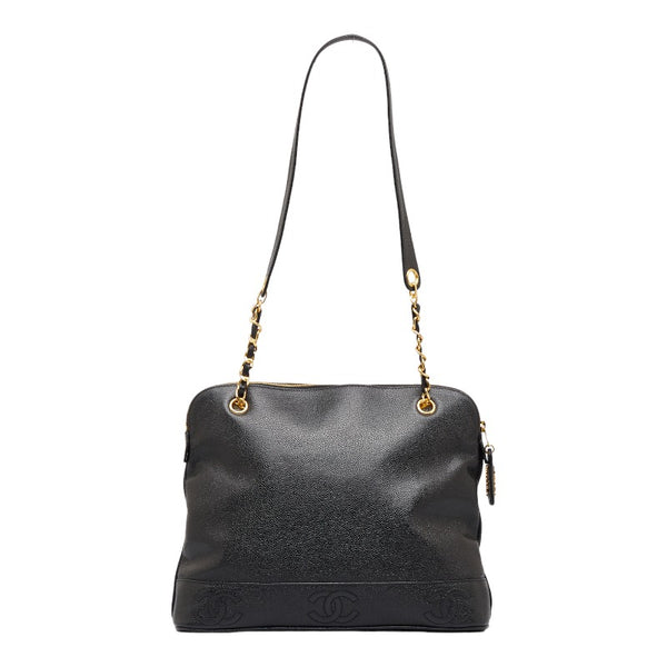 シャネル ココマーク チェーン トートバッグ ショルダーバッグ ブラック キャビアスキン レディース CHANEL 【中古】