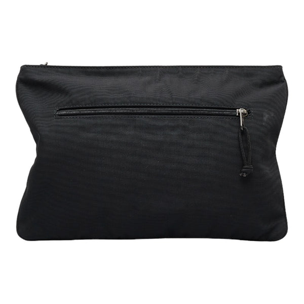 バレンシアガ ロゴ クラッチバッグ セカンドバッグ ブラック ナイロン レザー レディース BALENCIAGA 【中古】