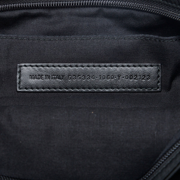 バレンシアガ ロゴ クラッチバッグ セカンドバッグ ブラック ナイロン レザー レディース BALENCIAGA 【中古】