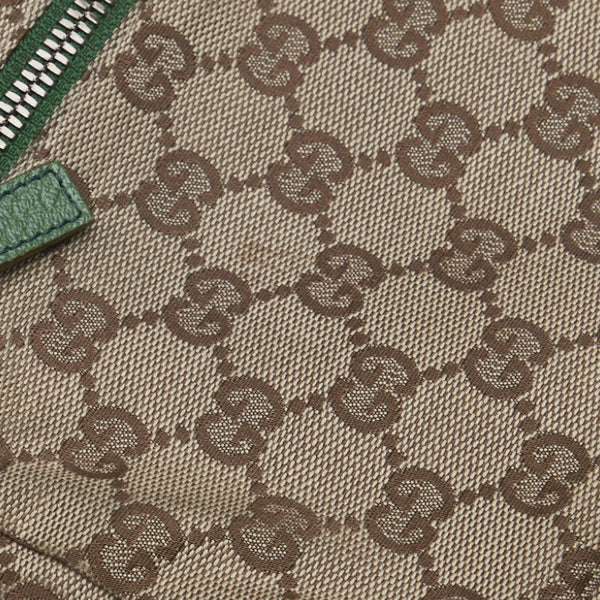 グッチ GGキャンバス シェリーライン ボディバッグ ウエストバッグ 28566 ベージュ グリーン キャンバス レザー レディース GUCCI 【中古】