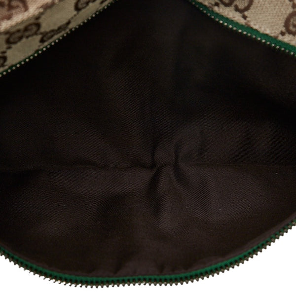 グッチ GGキャンバス シェリーライン ボディバッグ ウエストバッグ 28566 ベージュ グリーン キャンバス レザー レディース GUCCI 【中古】