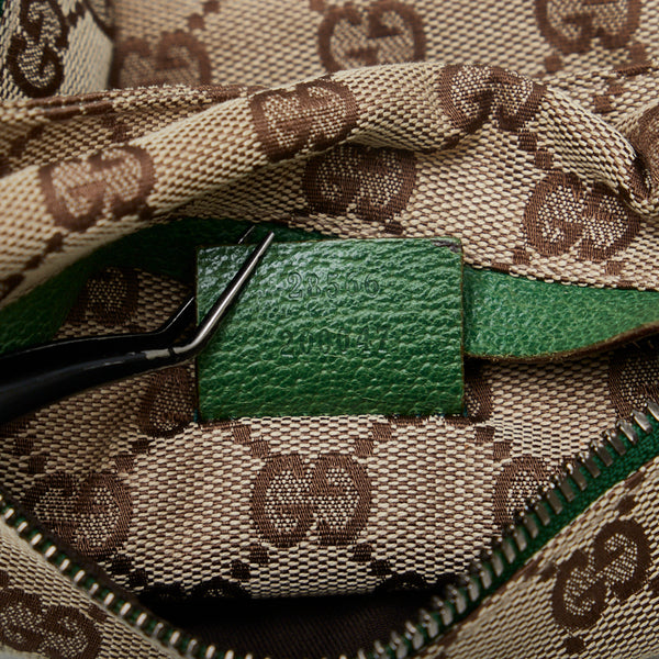 グッチ GGキャンバス シェリーライン ボディバッグ ウエストバッグ 28566 ベージュ グリーン キャンバス レザー レディース GUCCI 【中古】