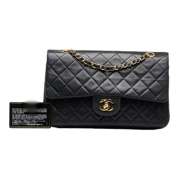 シャネル マトラッセ ダブルフラップ チェーン ショルダーバッグ ブラック ラムスキン レディース CHANEL 【中古】