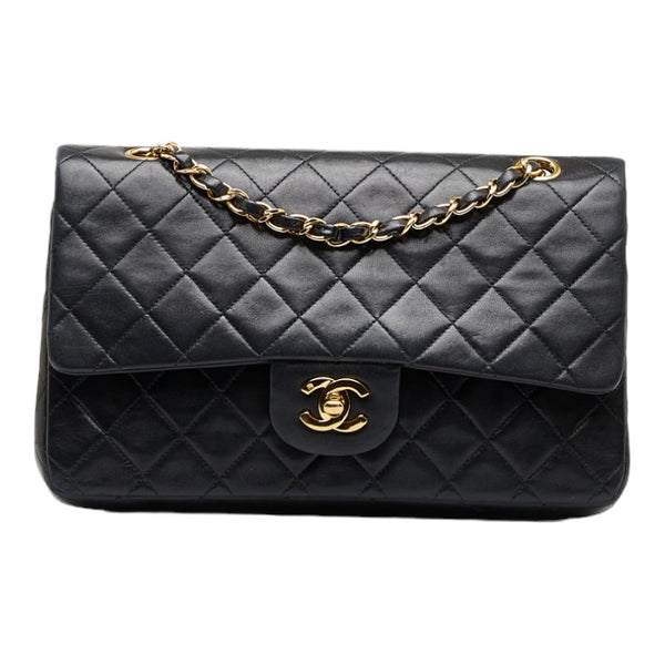 シャネル マトラッセ ダブルフラップ チェーン ショルダーバッグ ブラック ラムスキン レディース CHANEL 【中古】