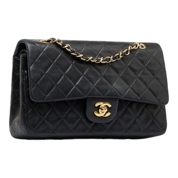 シャネル マトラッセ ダブルフラップ チェーン ショルダーバッグ ブラック ラムスキン レディース CHANEL 【中古】