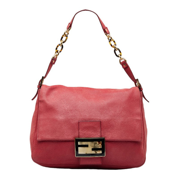 フェンディ ビッグマンマ バゲット プラチェーン ワンショルダーバッグ 8BR638 レッド スウェード レディース FENDI 【中古】