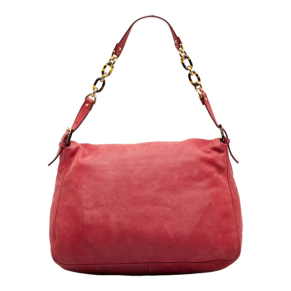 フェンディ ビッグマンマ バゲット プラチェーン ワンショルダーバッグ 8BR638 レッド スウェード レディース FENDI 【中古】