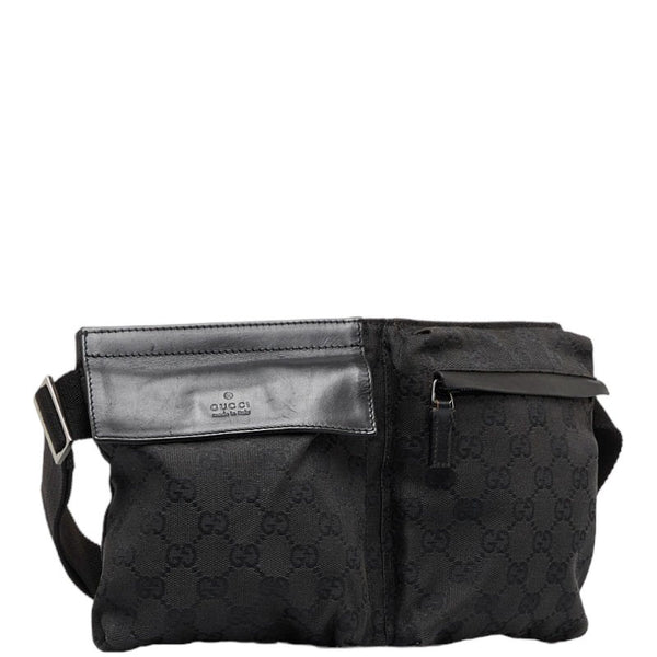 グッチ GGキャンバス ボディバッグ ウエストバッグ 28566 ブラック キャンバス レザー レディース GUCCI 【中古】
