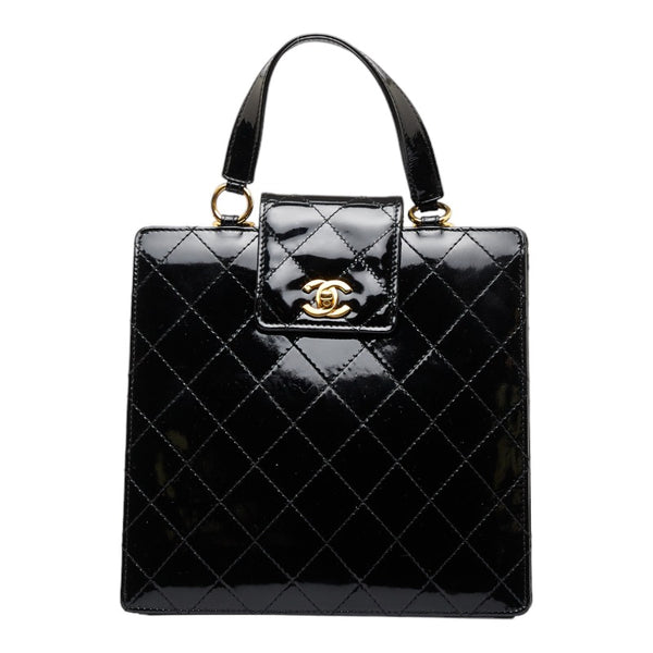 シャネル マトラッセ ココマーク ハンドバッグ ブラック パテントレザー レディース CHANEL 【中古】