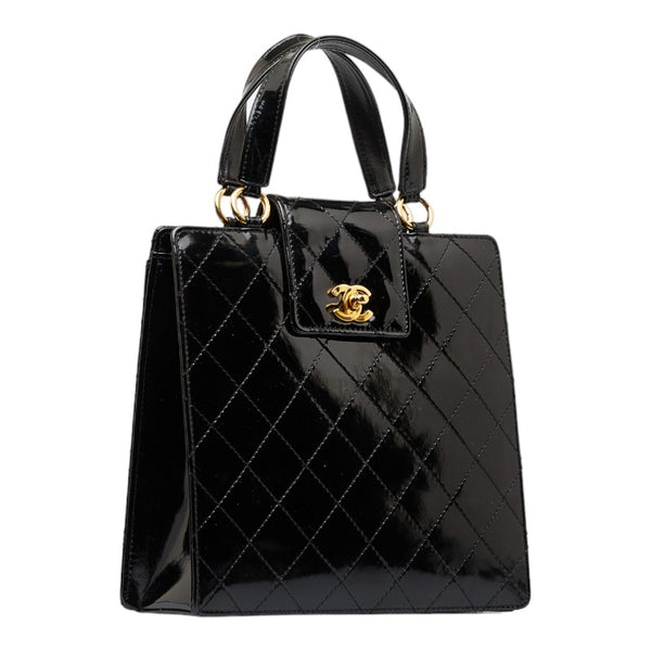 シャネル マトラッセ ココマーク ハンドバッグ ブラック パテントレザー レディース CHANEL 【中古】